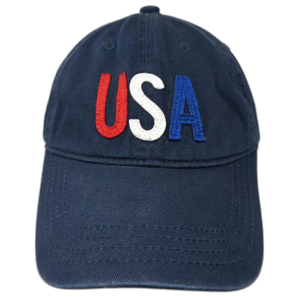 Old Navy Blue Baseball Cap One Size USA Embroidered Slideback Cotton Hat